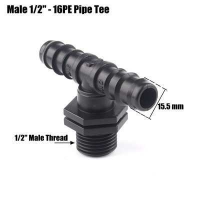 5db 1/2" 3/4" menetes póló csatlakozók 16 20 25 mm-es PE öntözőcső csatlakozó mikro öntözőrendszer vízpagoda csatlakozók