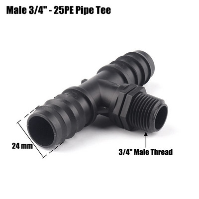 5db 1/2" 3/4" menetes póló csatlakozók 16 20 25 mm-es PE öntözőcső csatlakozó mikro öntözőrendszer vízpagoda csatlakozók