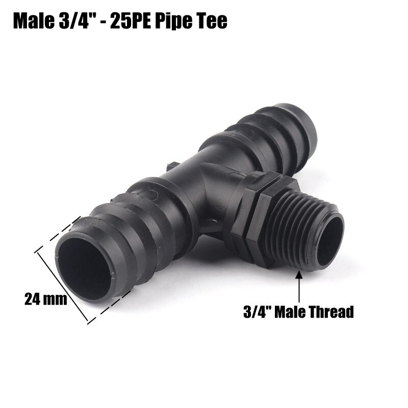 5db 1/2" 3/4" menetes póló csatlakozók 16 20 25 mm-es PE öntözőcső csatlakozó mikro öntözőrendszer vízpagoda csatlakozók