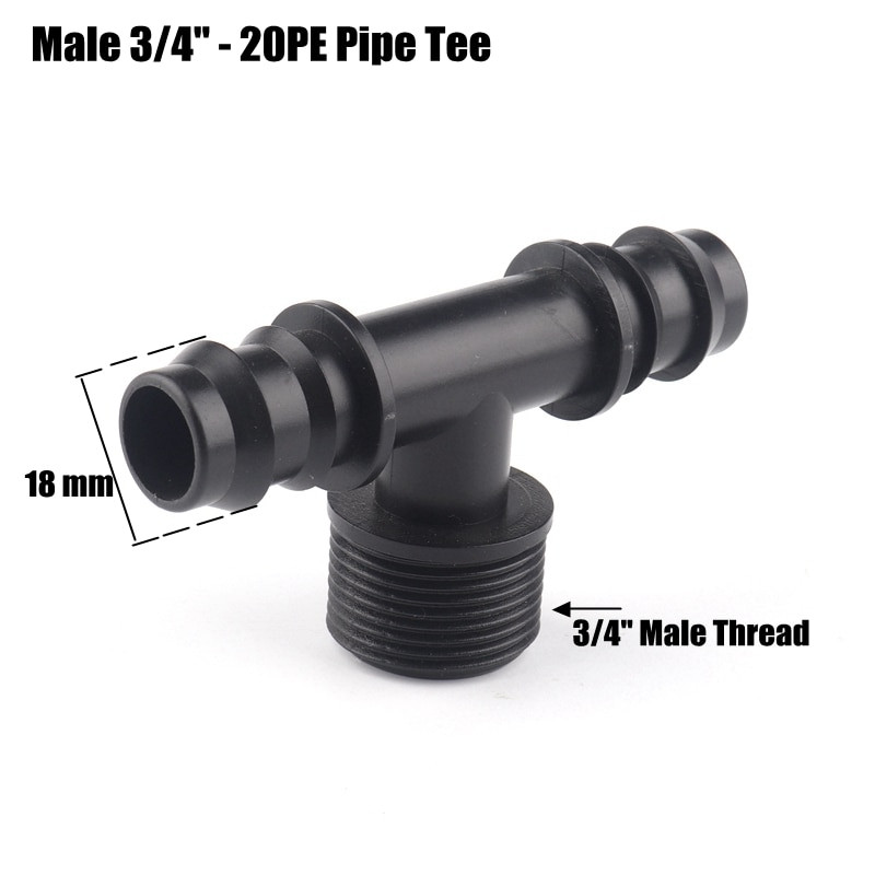 5db 1/2" 3/4" menetes póló csatlakozók 16 20 25 mm-es PE öntözőcső csatlakozó mikro öntözőrendszer vízpagoda csatlakozók