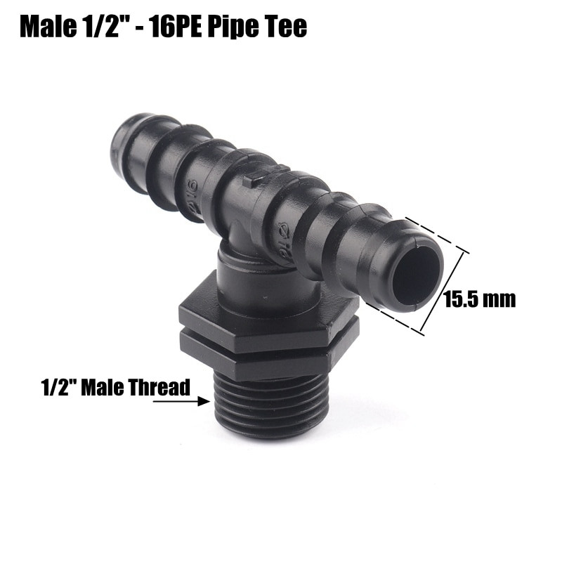 5db 1/2" 3/4" menetes póló csatlakozók 16 20 25 mm-es PE öntözőcső csatlakozó mikro öntözőrendszer vízpagoda csatlakozók