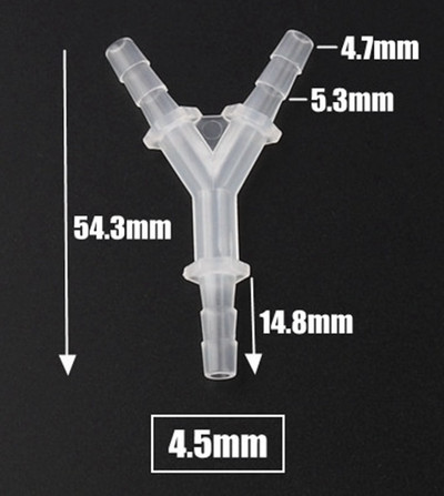 200 ~ 5 buc. 2,4-6,4 mm Conectori tip Y de tip T Dispozitive de despicare pentru țevi din plastic PP pentru rezervor de pește de acvariu Conector de distribuitor de furtun pentru pompă de aer