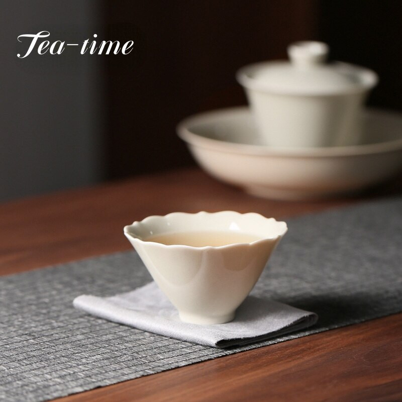 2db/szett 75ml Boutique Plant Hamumáz kerámia teáscsésze Retro napraforgó száj Art Singer Master Cup Háztartási Kung Fu Tea Hat Tál