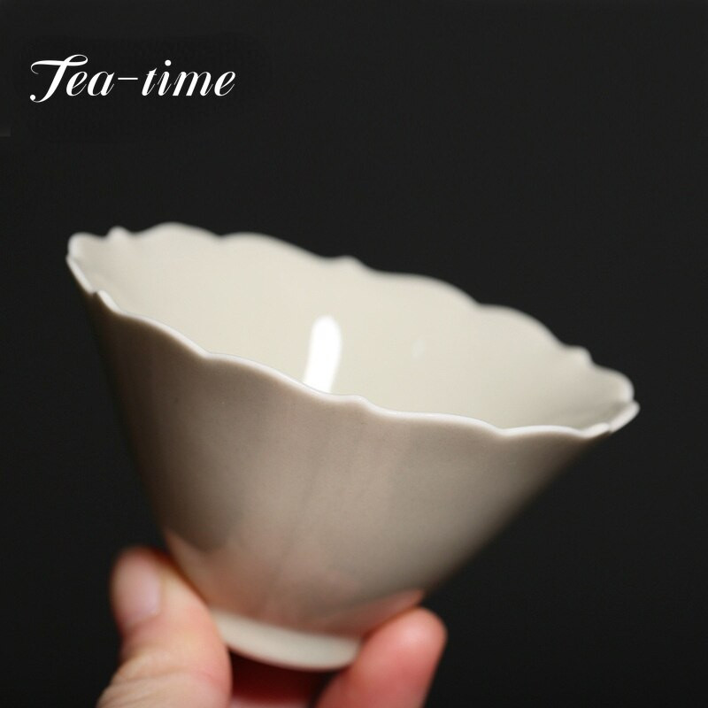 2db/szett 75ml Boutique Plant Hamumáz kerámia teáscsésze Retro napraforgó száj Art Singer Master Cup Háztartási Kung Fu Tea Hat Tál