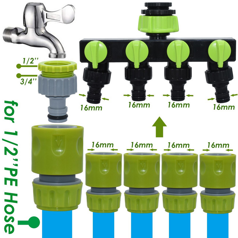 6 vnt., 1/2 colio sodo žarnos vamzdžio remonto jungtis su VANDENS UŽDARYMO VOŽTUVU Montavimo vamzdeliai Greitas prijungimas Lašelinio laistymo šiltnamis