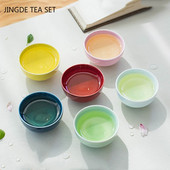 6 vnt Celadon daugiaspalvis arbatos puodelis Buitinis keraminis mažas arbatos dubuo Biuro arbatos puodelis Individualus arbatos rinkinys Dovanos asmeninis vienas puodelis