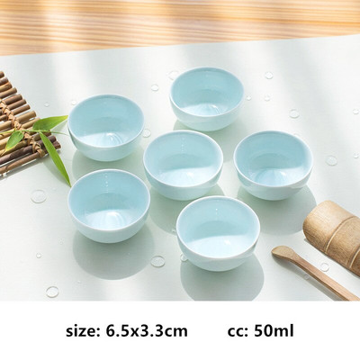 6 vnt Celadon daugiaspalvis arbatos puodelis Buitinis keraminis mažas arbatos dubuo Biuro arbatos puodelis Individualus arbatos rinkinys Dovanos asmeninis vienas puodelis