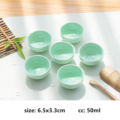 6 vnt Celadon daugiaspalvis arbatos puodelis Buitinis keraminis mažas arbatos dubuo Biuro arbatos puodelis Individualus arbatos rinkinys Dovanos asmeninis vienas puodelis