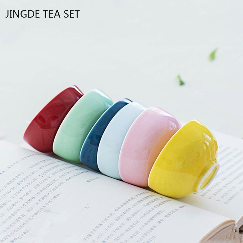 6 vnt Celadon daugiaspalvis arbatos puodelis Buitinis keraminis mažas arbatos dubuo Biuro arbatos puodelis Individualus arbatos rinkinys Dovanos asmeninis vienas puodelis