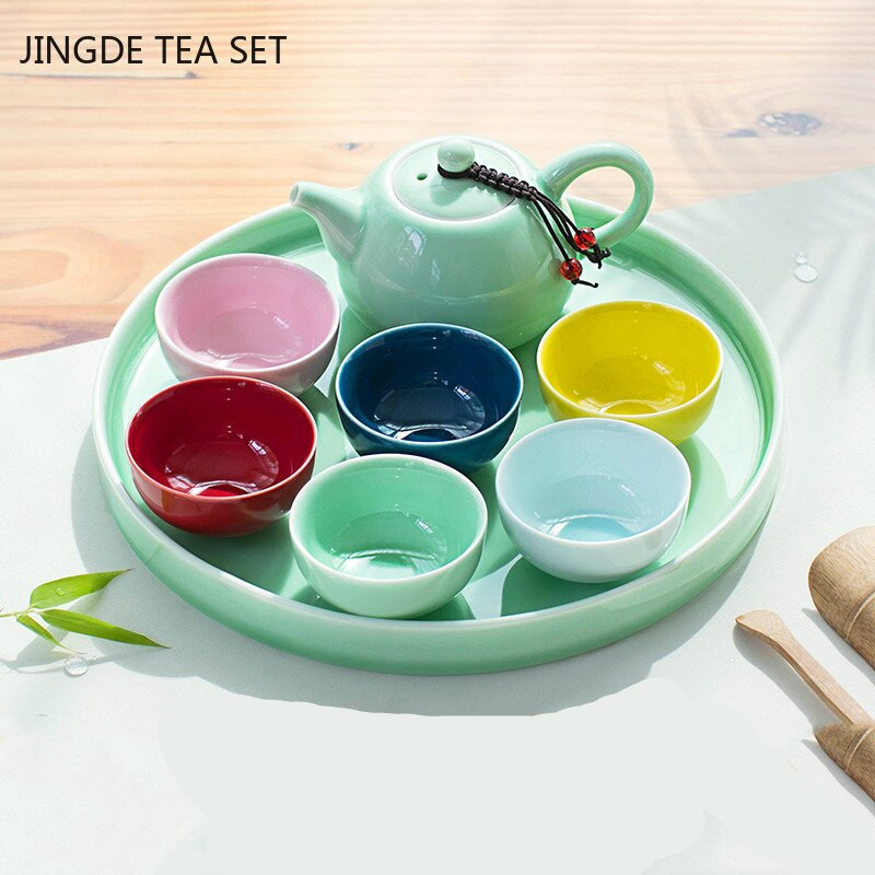 6 vnt Celadon daugiaspalvis arbatos puodelis Buitinis keraminis mažas arbatos dubuo Biuro arbatos puodelis Individualus arbatos rinkinys Dovanos asmeninis vienas puodelis