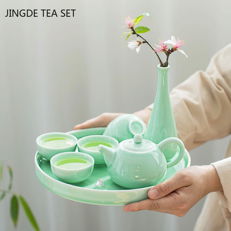 6 vnt Celadon daugiaspalvis arbatos puodelis Buitinis keraminis mažas arbatos dubuo Biuro arbatos puodelis Individualus arbatos rinkinys Dovanos asmeninis vienas puodelis
