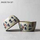 Jingdezhen kerámia teáscsésze Antik, durva kerámia teáscsésze Személyes egypohár Kézzel festett mesterkupa hagyományos teástál ivóedény