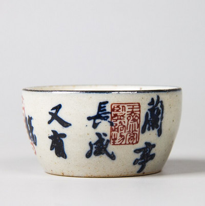 Jingdezhen kerámia teáscsésze Antik, durva kerámia teáscsésze Személyes egypohár Kézzel festett mesterkupa hagyományos teástál ivóedény