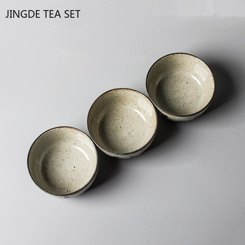 Jingdezhen kerámia teáscsésze Antik, durva kerámia teáscsésze Személyes egypohár Kézzel festett mesterkupa hagyományos teástál ivóedény