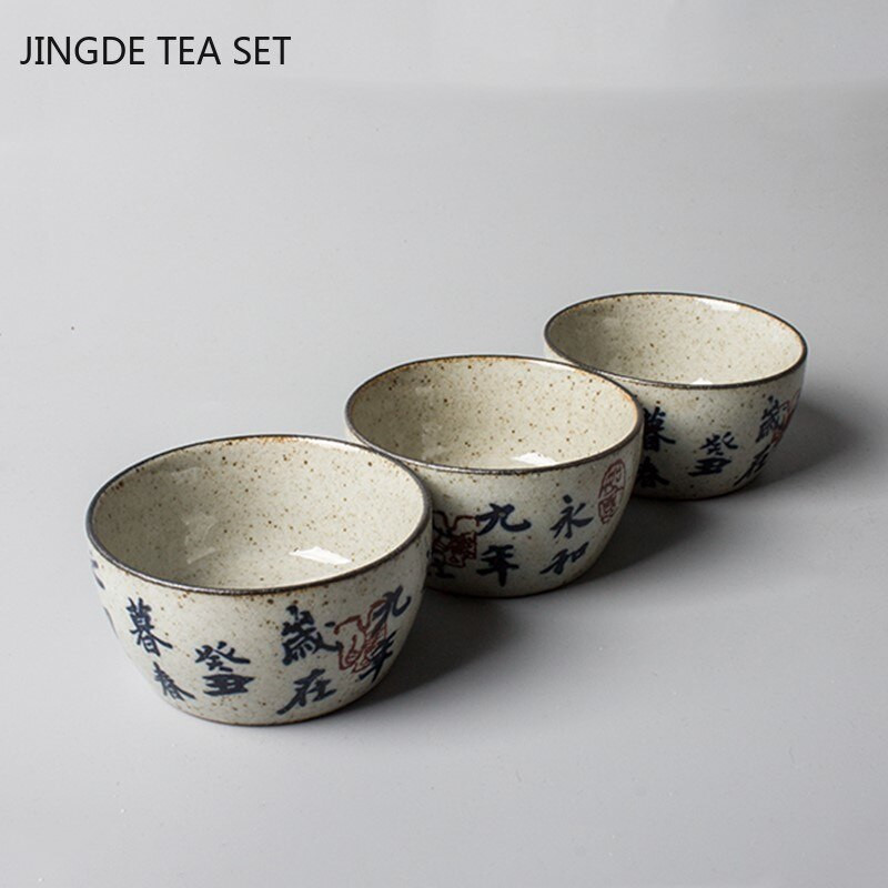 Jingdezhen kerámia teáscsésze Antik, durva kerámia teáscsésze Személyes egypohár Kézzel festett mesterkupa hagyományos teástál ivóedény