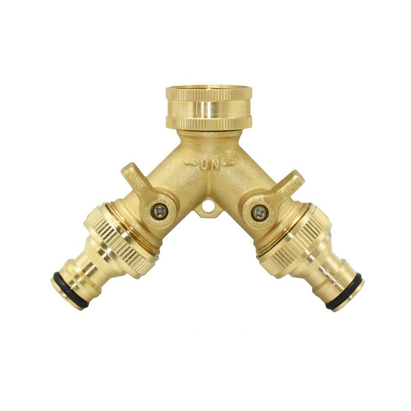 Sárgaréz 3/4"-es kerti tömlőosztó, 2/4-utas csap Y-típusú öntözőcsatlakozós kerti csap kültéri csaphoz