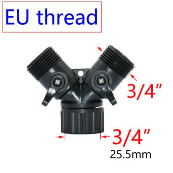 ANSI 3/4 ιντσών 2 κατευθύνσεων νερό βρύσης Διαχωριστής βρύσης κήπου Βαλβίδα ποτίσματος Σωλήνας σωλήνας Προσαρμογέας γρήγορης σύνδεσης 1 τεμ.