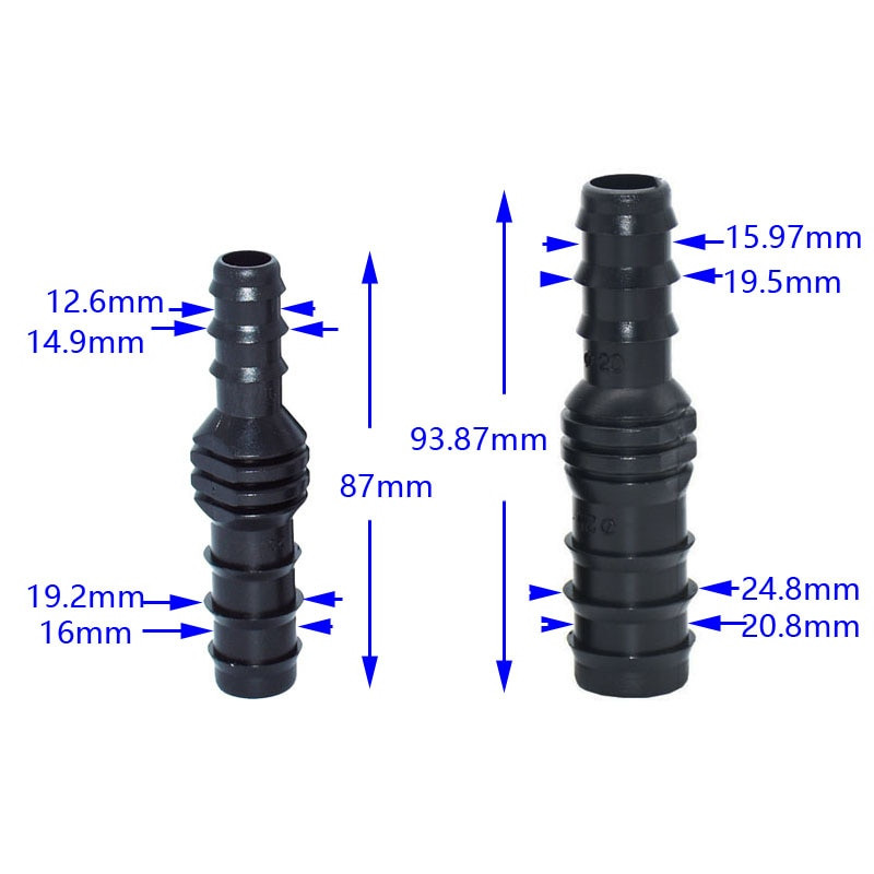 Kerti tömlő 25 mm - 20 mm - 16 mm szűkítő csatlakozó 1/2 - 3/4 öntözőtömlő egyenes testű csőcsatlakozó 4 db