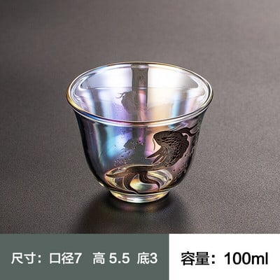 Luxus üveg tea csésze hőálló üveg Master Cup zománc színes átlátszó üveg teáscsésze kínai kung fu teás készlet 100 ml
