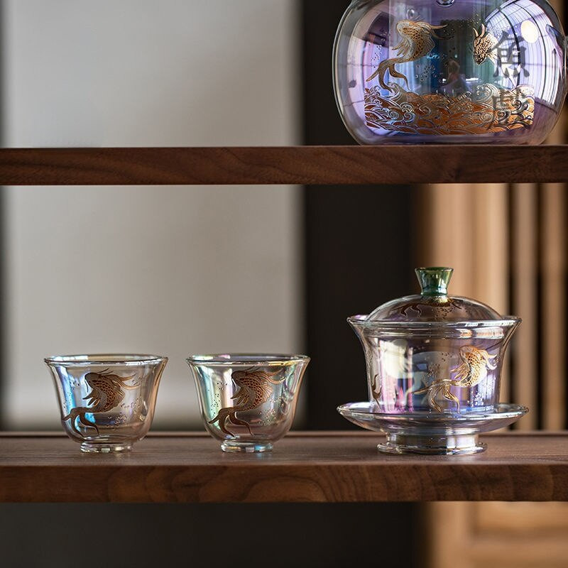 Luxus üveg tea csésze hőálló üveg Master Cup zománc színes átlátszó üveg teáscsésze kínai kung fu teás készlet 100 ml