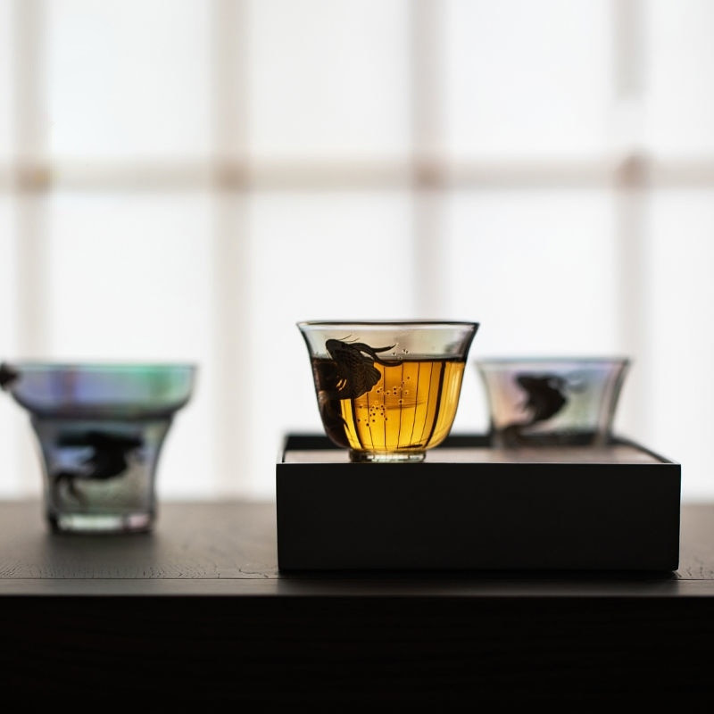 Luxus üveg tea csésze hőálló üveg Master Cup zománc színes átlátszó üveg teáscsésze kínai kung fu teás készlet 100 ml