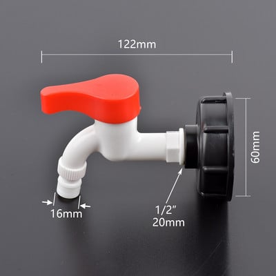 Adaptor de rezervor IBC cu filet de 1/2 ", 3/4 inch, robinet de plastic îngroșat S60X6 Capac filetat Fiting rezervor de apă pentru conectori de apă de grădină de acasă
