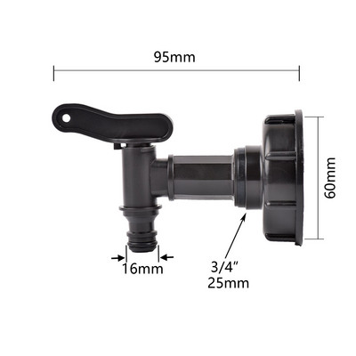 Adaptor de rezervor IBC cu filet de 1/2 ", 3/4 inch, robinet de plastic îngroșat S60X6 Capac filetat Fiting rezervor de apă pentru conectori de apă de grădină de acasă