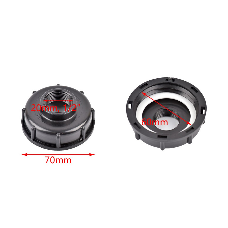 Adaptor de rezervor IBC cu filet de 1/2 ", 3/4 inch, robinet de plastic îngroșat S60X6 Capac filetat Fiting rezervor de apă pentru conectori de apă de grădină de acasă