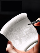 Vintage balta porcelāna tējas tase ķīniešu grebšana, grebta keramikas tējas krūzes bļoda Kung Fu Da Hong Pao Oolong tējas trauku komplekts 160 ml 220 ml