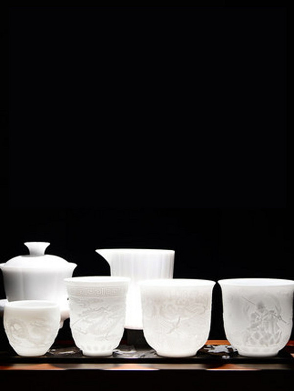 Vintage fehér porcelán teáscsésze kínai faragott faragott kerámia teáscsésze tál Kung Fu Da Hong Pao Oolong teáskészlet 160 ml 220 ml