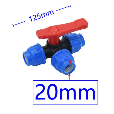20/25/32/40/50/63 mm PE vamzdžio trišakis greitosios jungties vožtuvas 3 krypčių sodo čiaupo plastikinis vožtuvas T tipo vandens skirstytuvas 1 vnt.