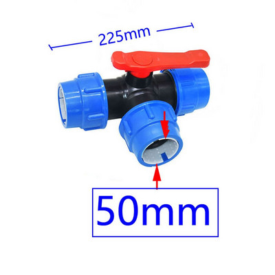 20/25/32/40/50/63 mm PE vamzdžio trišakis greitosios jungties vožtuvas 3 krypčių sodo čiaupo plastikinis vožtuvas T tipo vandens skirstytuvas 1 vnt.