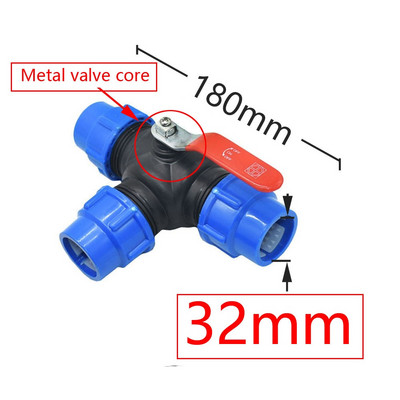 20/25/32/40/50/63 mm PE vamzdžio trišakis greitosios jungties vožtuvas 3 krypčių sodo čiaupo plastikinis vožtuvas T tipo vandens skirstytuvas 1 vnt.