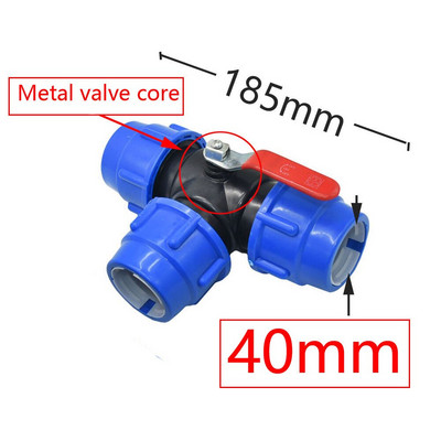 20/25/32/40/50/63 mm PE vamzdžio trišakis greitosios jungties vožtuvas 3 krypčių sodo čiaupo plastikinis vožtuvas T tipo vandens skirstytuvas 1 vnt.