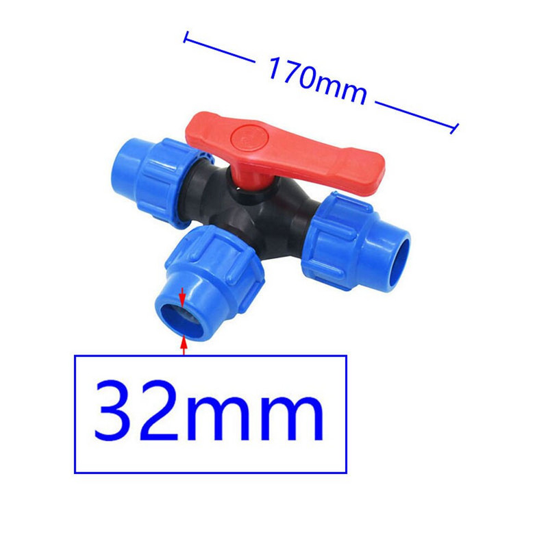 20/25/32/40/50/63 mm PE vamzdžio trišakis greitosios jungties vožtuvas 3 krypčių sodo čiaupo plastikinis vožtuvas T tipo vandens skirstytuvas 1 vnt.