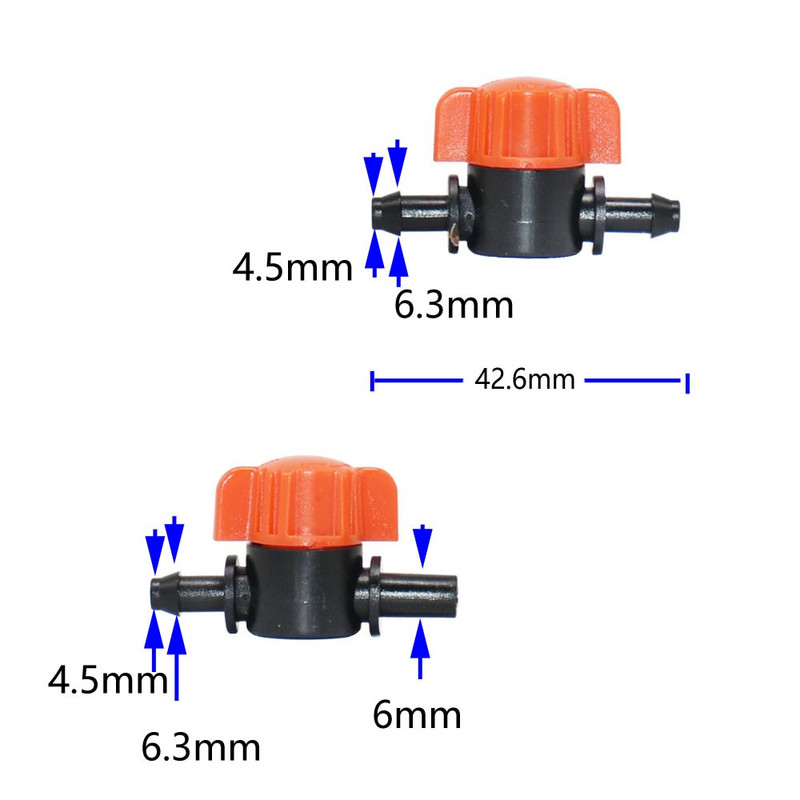 10db 4/7 tömlős miniszelep 4 mm-es kerti csapvízcső 6 mm-től 1I4-ig barb vízszelep csepegtető öntözőszerelvények