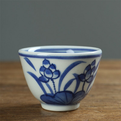 Porțelan albastru și alb pictat manual Kung Fu Master Cup Ceramică Birou ceai Set de ceai Jingdezhen Bol mic de ceai Veselă