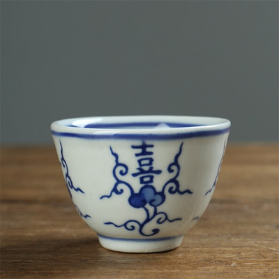 Porțelan albastru și alb pictat manual Kung Fu Master Cup Ceramică Birou ceai Set de ceai Jingdezhen Bol mic de ceai Veselă