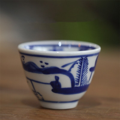 Porțelan albastru și alb pictat manual Kung Fu Master Cup Ceramică Birou ceai Set de ceai Jingdezhen Bol mic de ceai Veselă