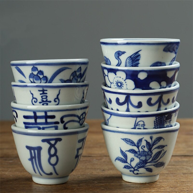 Porțelan albastru și alb pictat manual Kung Fu Master Cup Ceramică Birou ceai Set de ceai Jingdezhen Bol mic de ceai Veselă