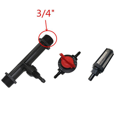 Agriculture Venturi trąšų purkštukas su 1/2, 3/4 colio vyrišku sriegiu, 4 greičių srauto reguliavimo vožtuvu, vandens filtro rinkiniu 1 komplektas