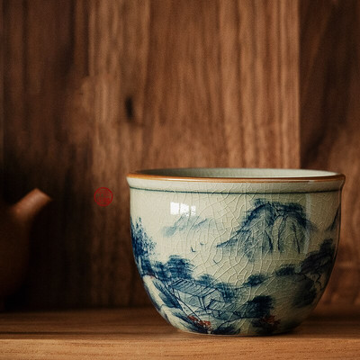 Kézzel festett csésze Kínai antik táj kerámia Jingdezheng csészék Az ősök teáscsésze készlet Teáskészlet csónak bögrék teaszertartáshoz