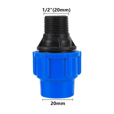 1/2" 3/4"1"1,2"1,5" vidinis sriegis iki 20/25/32/40/50 mm PE vamzdžio tiesios jungties drėkinimo sistemos PE PVC vamzdžio konversijos mova