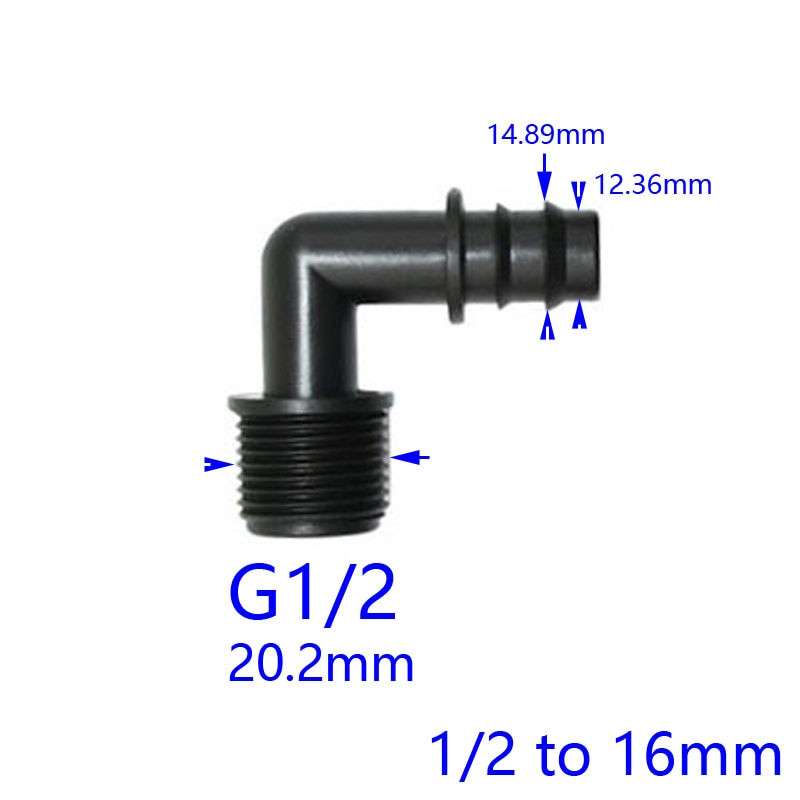 Apa 1/2" 3/4" - 16mm/20mm/25mm tömlőkönyök csatlakozó 1/2 3/4 90 fokos hajlítási kötések DN10 DN15 DN20 5 DB-hez