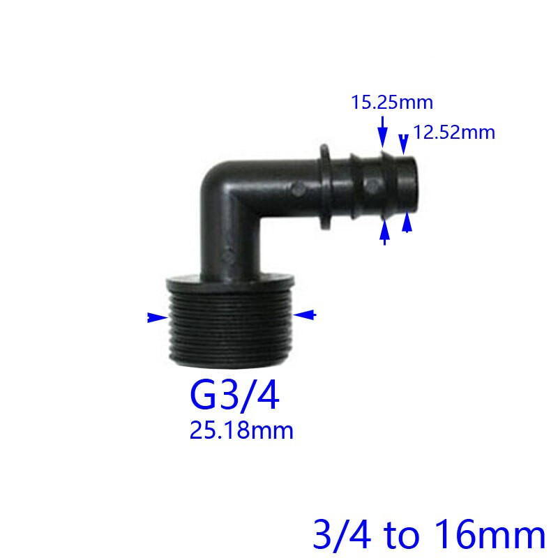 Apa 1/2" 3/4" - 16mm/20mm/25mm tömlőkönyök csatlakozó 1/2 3/4 90 fokos hajlítási kötések DN10 DN15 DN20 5 DB-hez