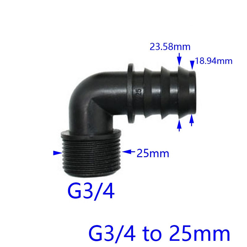 Apa 1/2" 3/4" - 16mm/20mm/25mm tömlőkönyök csatlakozó 1/2 3/4 90 fokos hajlítási kötések DN10 DN15 DN20 5 DB-hez