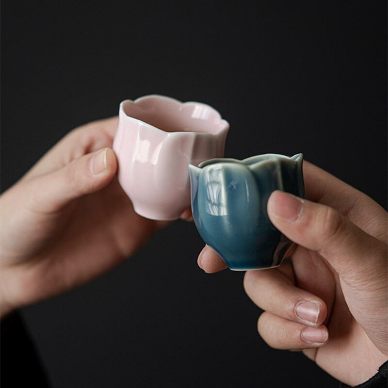 Set de ceai cu flori de lotus, cești, set frumos de ceaiuri, căni chinezești pentru ceremonia ceaiului, ceai, serviciu de ceai, butoi