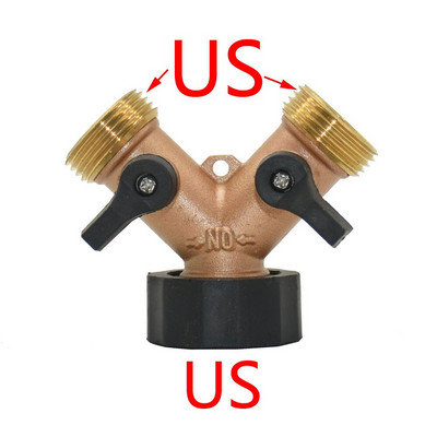 Robinet de grădină din alamă cu 2 căi Femeie 3/4 Y Supapă de irigare Despărțitor de apă Conector rapid Despărțitor de furtun de grădină 1 set