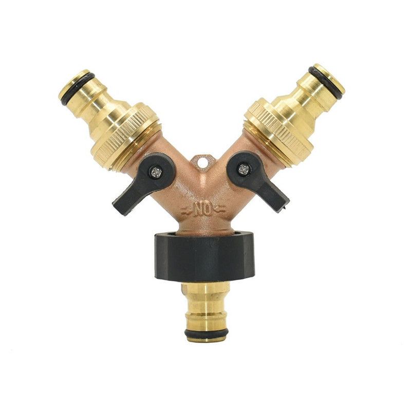 Robinet de grădină din alamă cu 2 căi Femeie 3/4 Y Supapă de irigare Despărțitor de apă Conector rapid Despărțitor de furtun de grădină 1 set