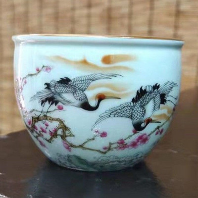 Személyes ismertető Kerámia teáscsésze Jingdezhen teáscsésze Hagyományos retro stílusú porcelán kávés teáscsésze kis teástál